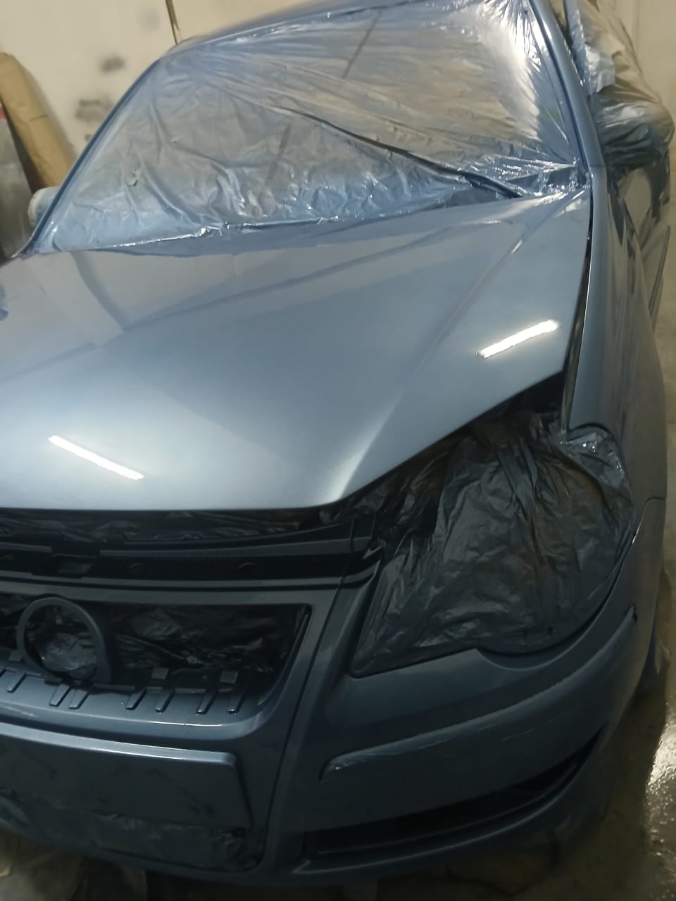 VW Polo front-end accident repair and metallic respray at Mega Body Auto Maitland